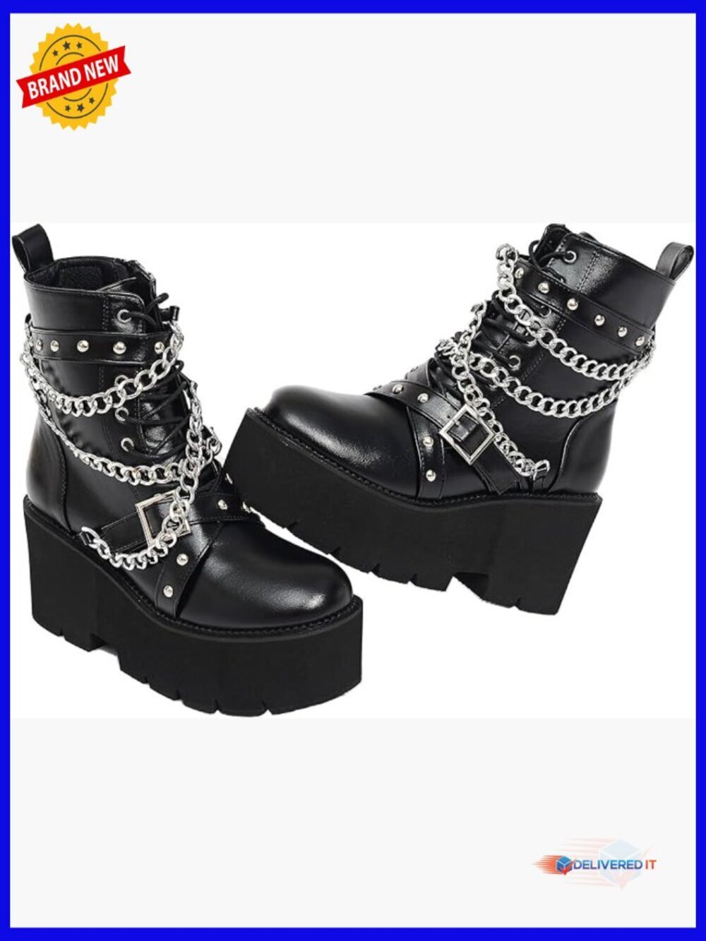 Chunky Platform Combat Ankle Booties with Zipper Punk Boots Women